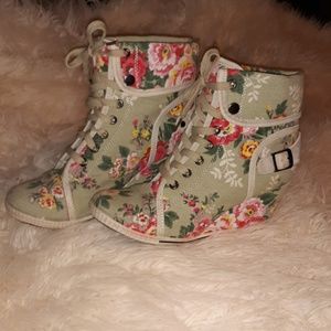 Unique Floral Wedge Sneakers